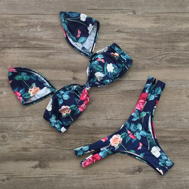 Strappy Floral Bikini