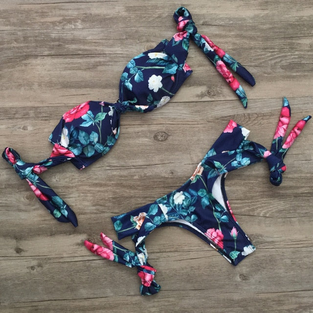 Strappy Floral Bikini