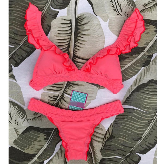 Vibrant Pink Ruffle Bikini