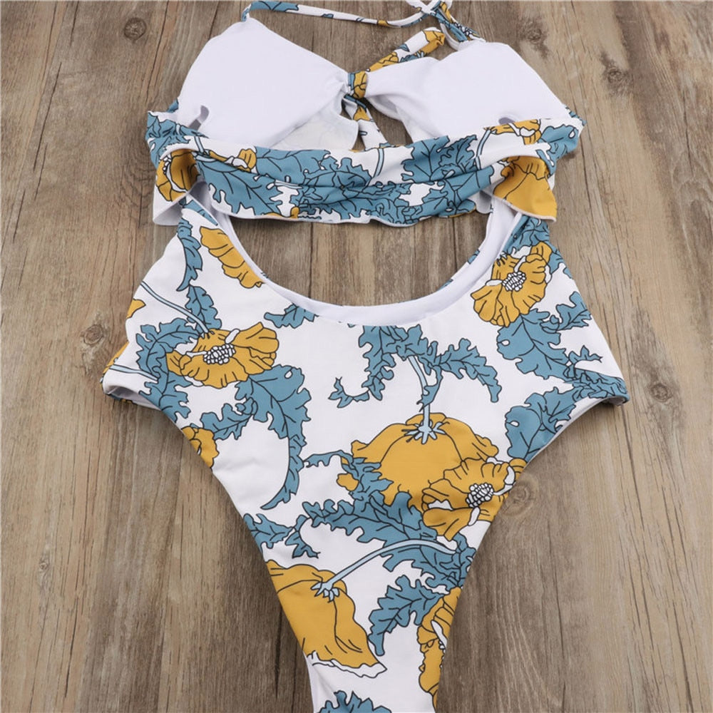 Marigold Floral Cutout One Piece