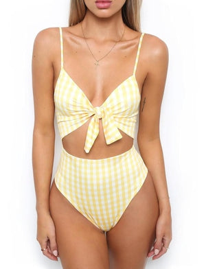 Floral Bow Tie Cutout One Piece